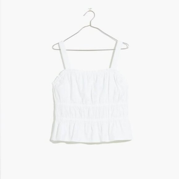 Madewell White Poplin Sophia Peplum Summer Casual Tank Top Blouse Size XL - Picture 4 of 16